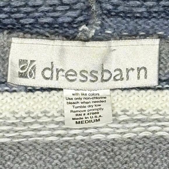 VTG Dressbarn Fair Isle Full Zip Hoodie Sweater Women's M Blue Gray White - Picture 6 of 12